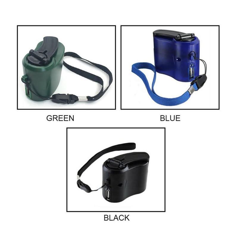Draagbare noodoplaadapparaat met handcrank, USB-aansluiting en LED-display