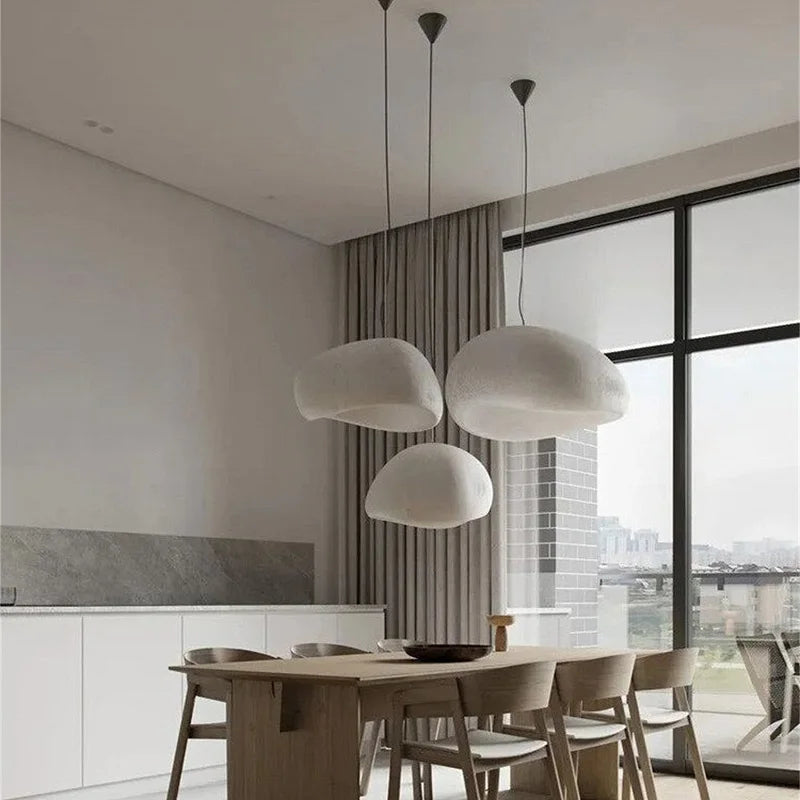 Hangende LED plafondlamp in wabi-sabi stijl