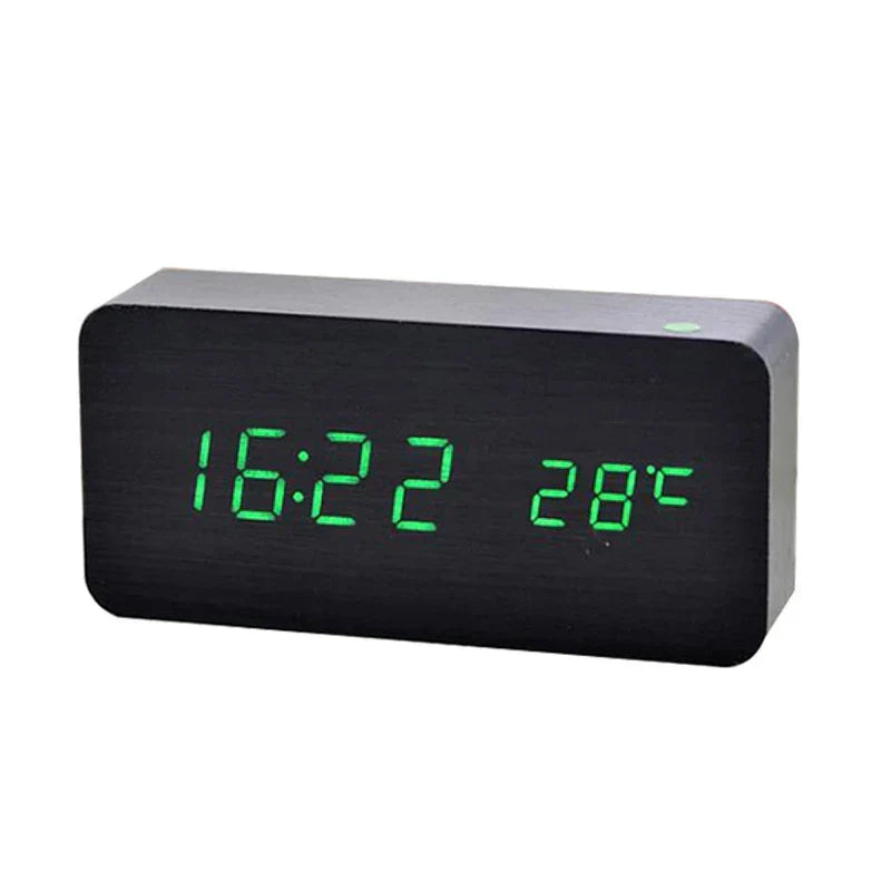 WoodTime Digitale Klok | Houten LED-Display met Temperatuur | Meerdere Kleuren
