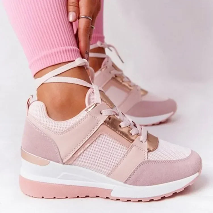 LuxeStride Elegance Sneakers | Comfortabele dames sneakers met ingebouwde hak voor wandelingen in de buitenlucht, beschikbaar in plus maten 35-43