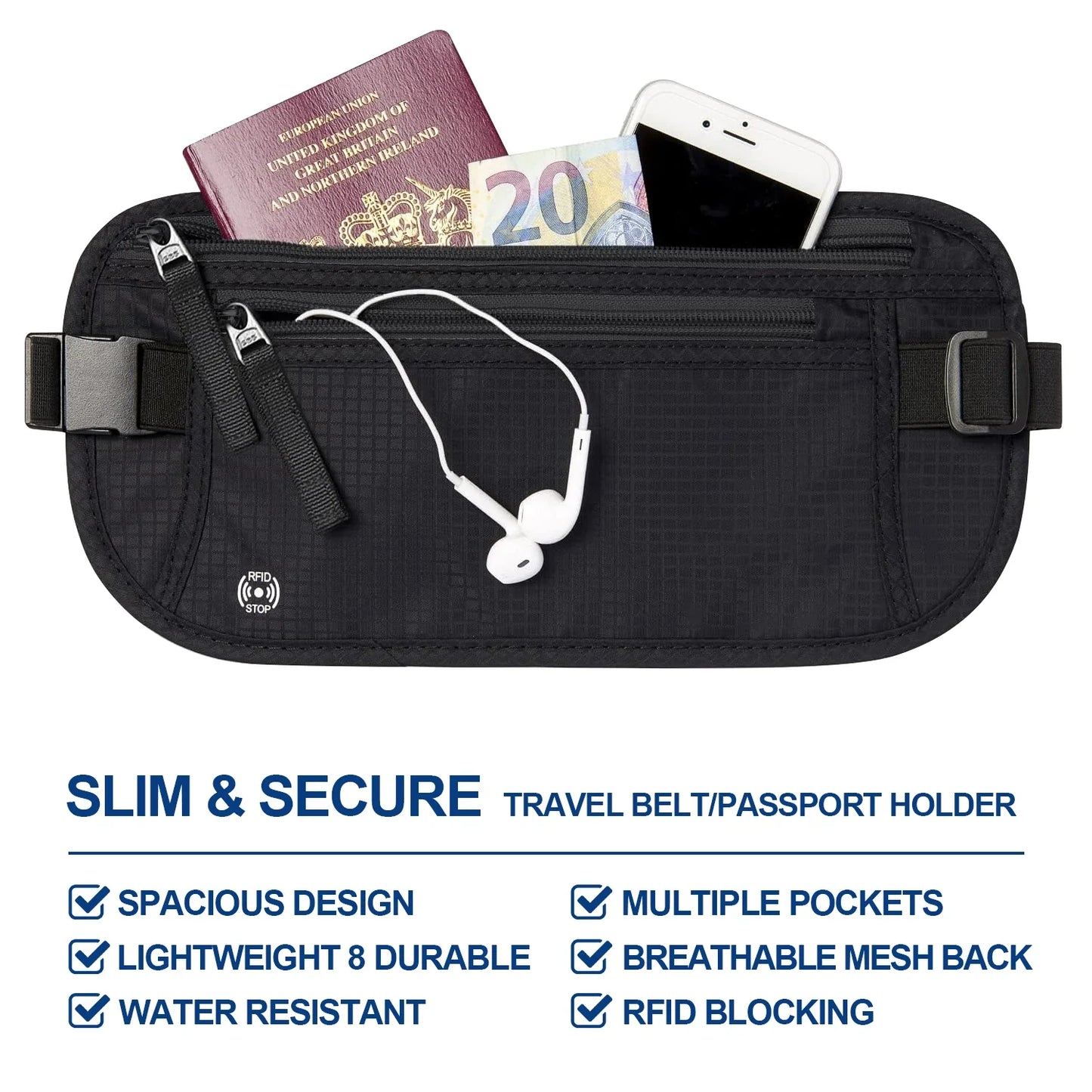 SafeTraveler Heuptas | RFID-bescherming | Verborgen veiligheidsvak | Voor dames & heren