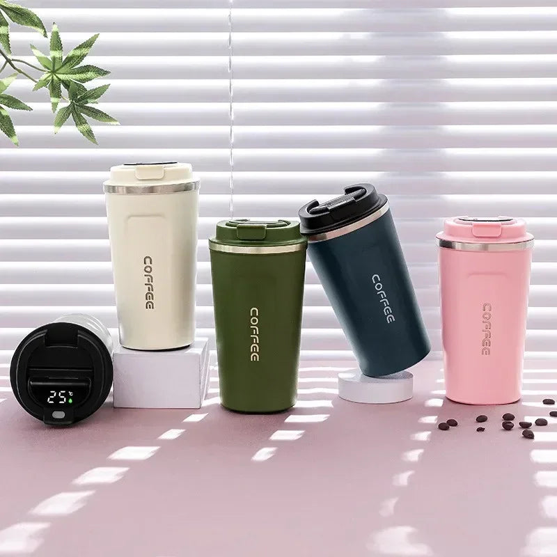 EliteBrew Luxe Thermos Koffiemok | 510ml roestvrijstalen tumbler met temperatuurweergave voor optimale drankbeleving en isolatie
