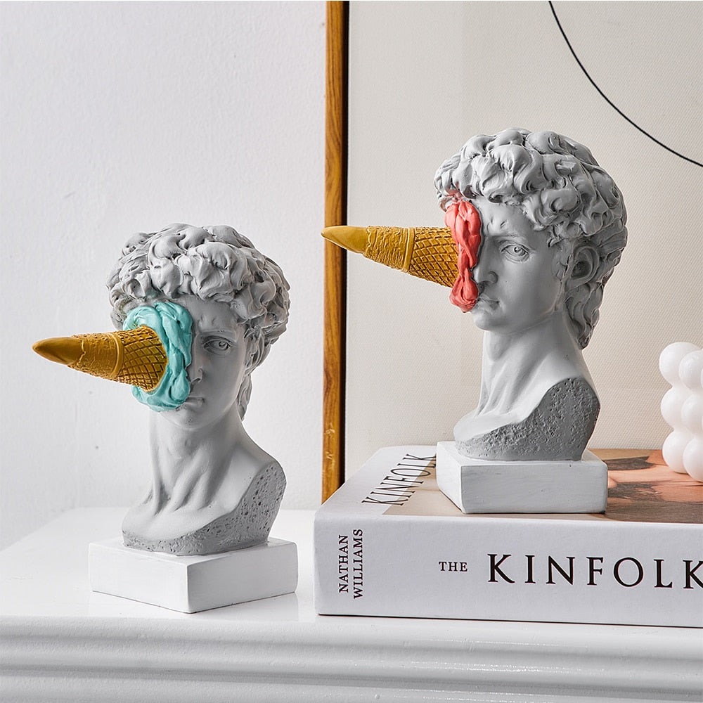 David Beeldje met IJsje Huisdecoratie Sculptuur