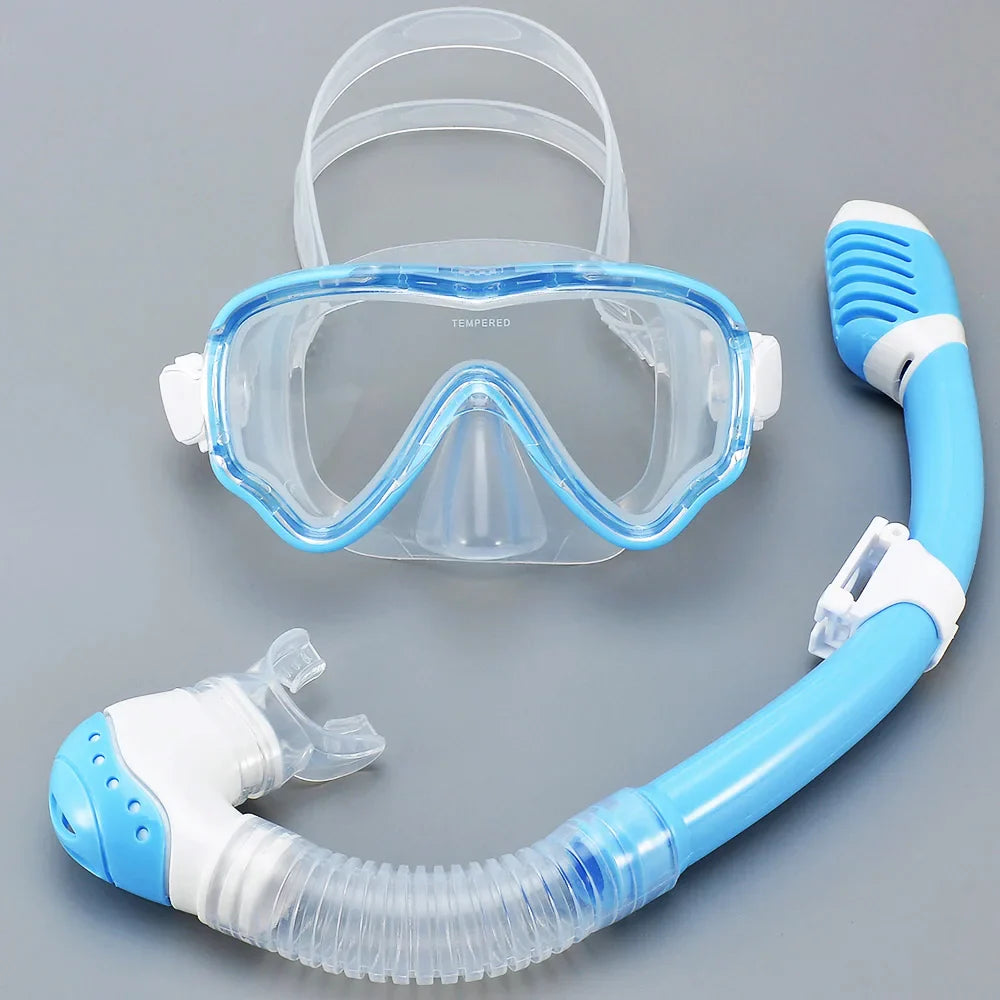 AquaJuni Kinder Duikmasker met Snorkel | Antifog & Lekvrij | Gehard Glas & Silicoon | Voor Jongens & Meisjes 7–15 Jaar