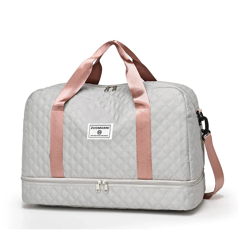 Raumio TravelFlex Lichte Reisetas met Ruitpatroon | Grote Sport- & Weekendtas met Schoenenvak & Vochtvak | Handbagagegeschikt & Opvouwbaar