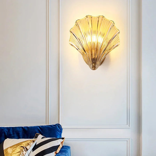 Art Brass Glass Schelp Wandlamp