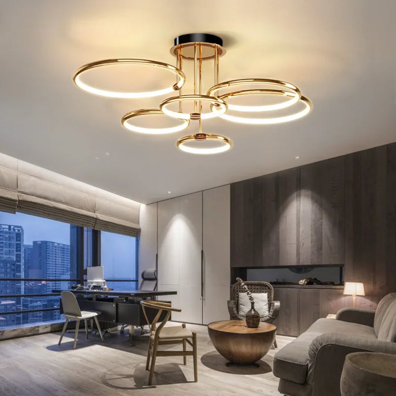 Moderne LED-lamp met ringen – plafondlamp in geometrische vorm