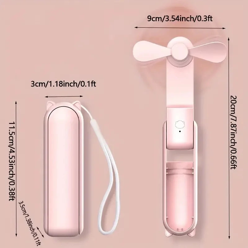 Mini Handventilator Breezella | USB Oplaadbaar | 3 Snelheden | Vouwbaar & Powerbank-Functie | 2000 mAh Accu