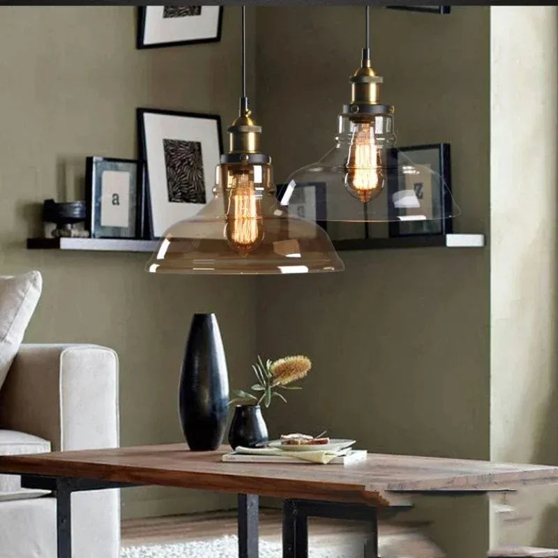 Industriële retro hanglamp met glas – Rookglas lampenkap