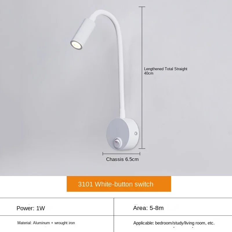 Veelzijdige LED-Wandlamp: Modern, Flexibel, Perfect om in Bed te Lezen