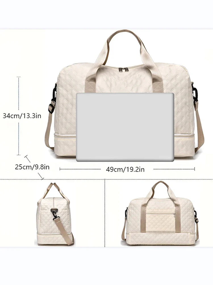 Raumio TravelFlex Lichte Reisetas met Ruitpatroon | Grote Sport- & Weekendtas met Schoenenvak & Vochtvak | Handbagagegeschikt & Opvouwbaar
