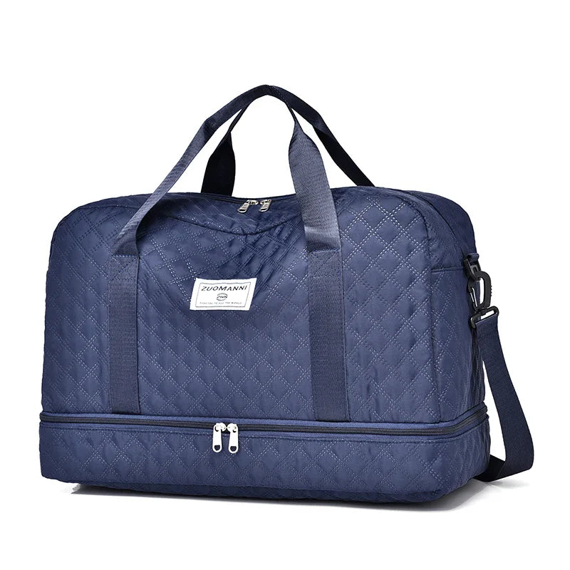 Raumio TravelFlex Lichte Reisetas met Ruitpatroon | Grote Sport- & Weekendtas met Schoenenvak & Vochtvak | Handbagagegeschikt & Opvouwbaar