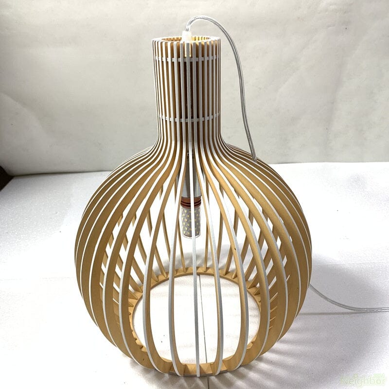 FjordLoom Rustieke Houten Kooi Hanglamp Verstelbare Kabel