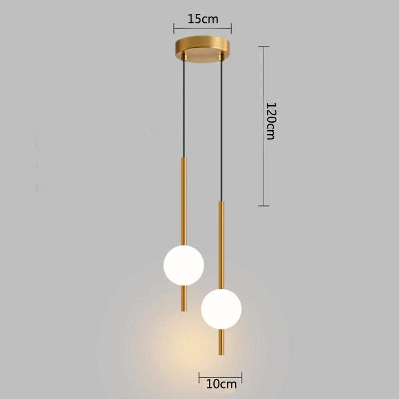 Moderne gouden hanglamp met bolvormige lampenkap | Minimalistische LED plafondlamp