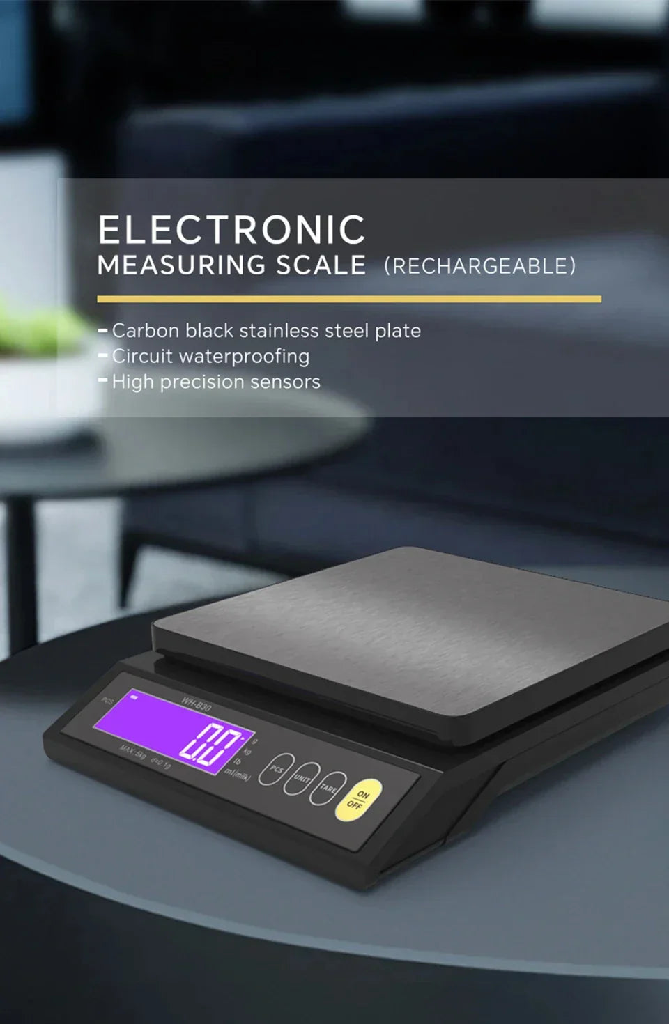 Skanto | 5 kg/0,1 g en 10 kg/1 g digitale elektronische keukenweegschaal, LCD-scherm, volledig waterdicht roestvrijstalen gereedschap voor bakken