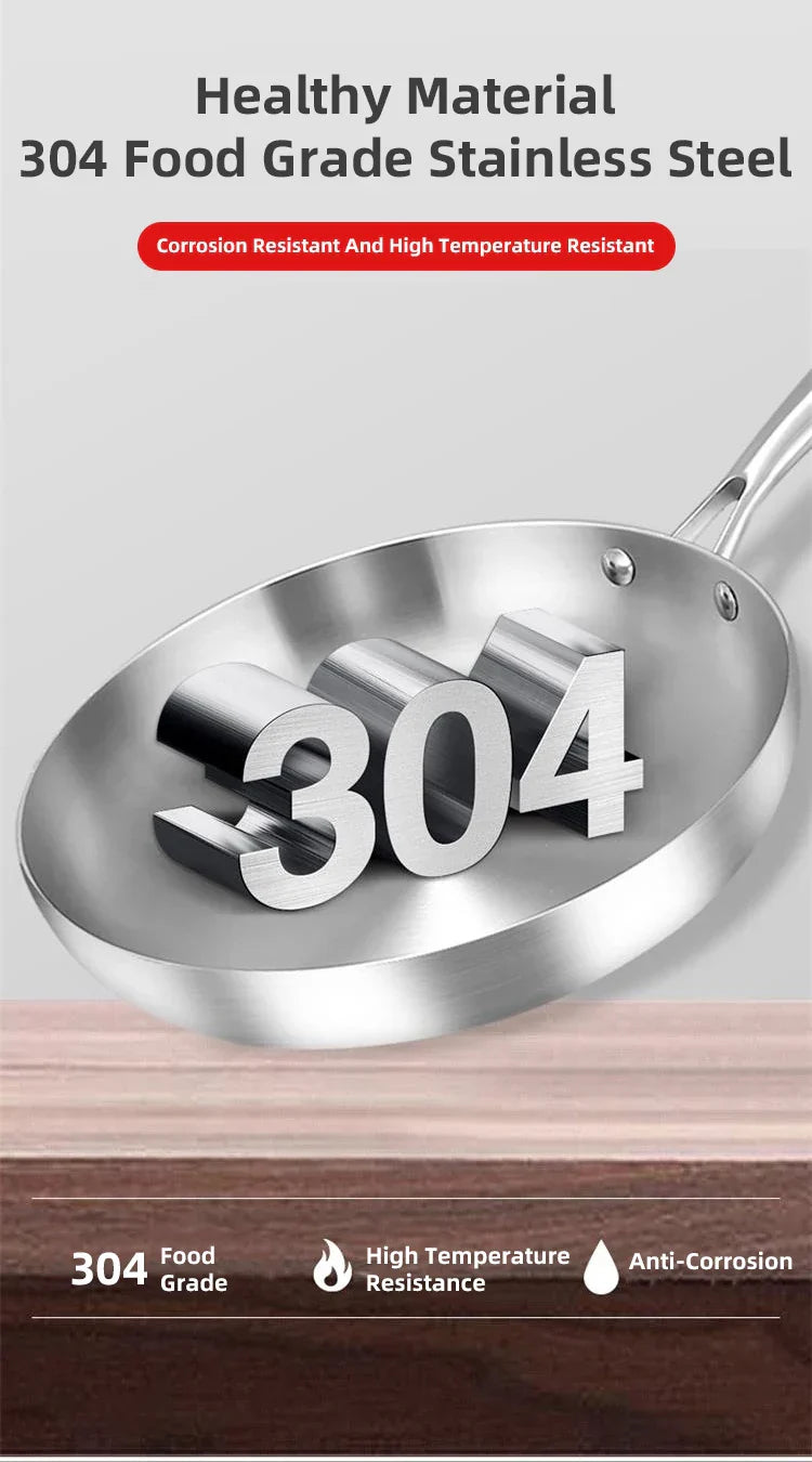 Skanto | Professionele Kookpan - 304 RVS, 2MM dik 5-laags Stalen pan & Kookpan