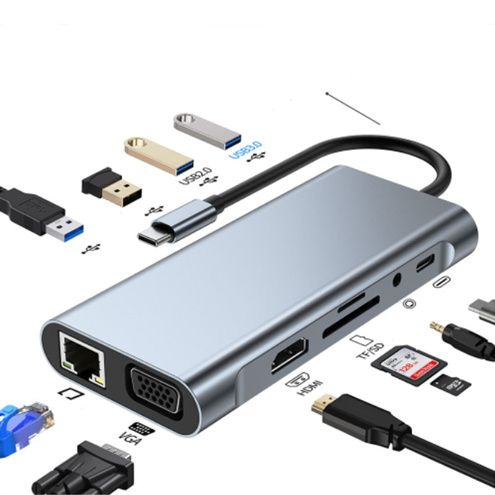 Thunderbolt 3 USB-C Hub met HDMI, PD, SD/TF voor MacBook Air M1 en iPad Pro