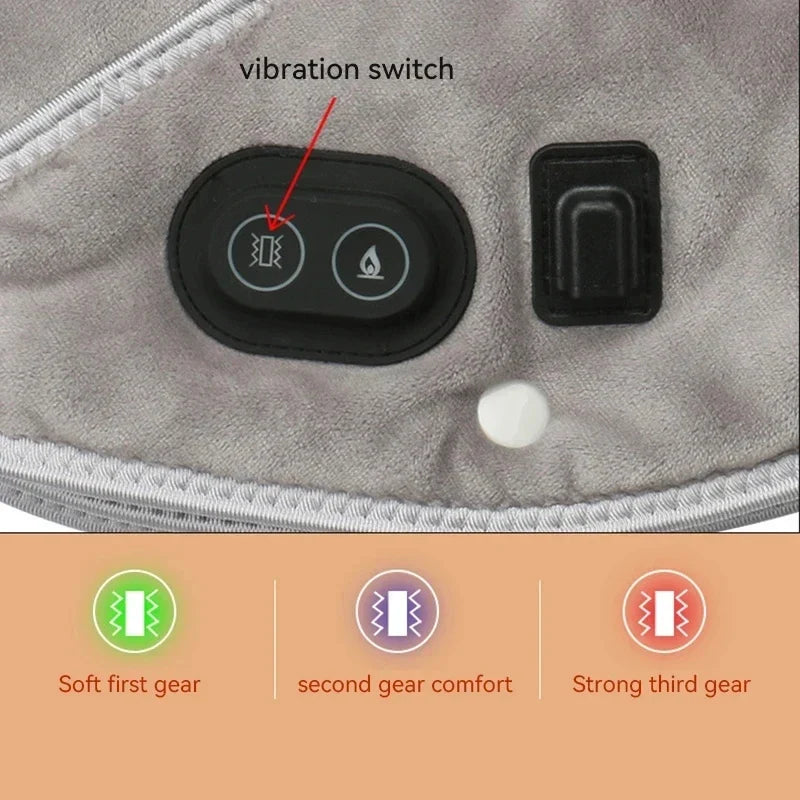 Warmte Nek- & Schoudermassager ThermoLiva | USB-Warmtekussen met Vibratie | 3 Temperatuurstanden & Timer | Zacht Pluche