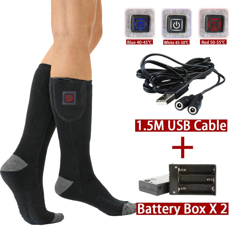 Elektrische Verwarmde Sokken | USB Verwarmde Sokken voor Vrouwen & Mannen | 3 Warmte-niveaus | Ideaal voor Skiën, Fietsen & Buitenactiviteiten | ThermaStep
