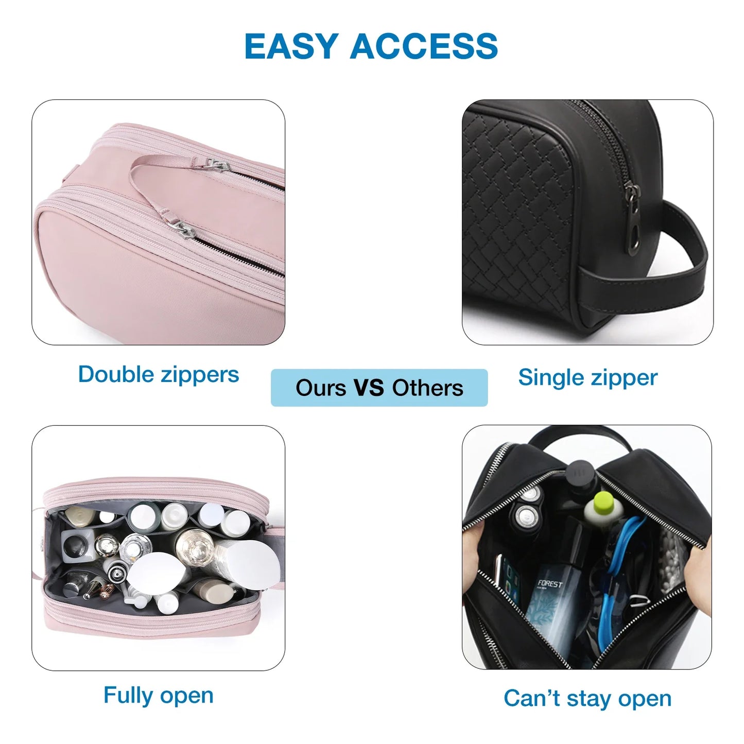 Kosmetixo Waterdichte Kosmetictas voor Dames & Heren | Lichte Toilettas in S/M/L | Reisaccessoires voor Verzorgingsproducten & Make-up | Unisex Reisorganizer