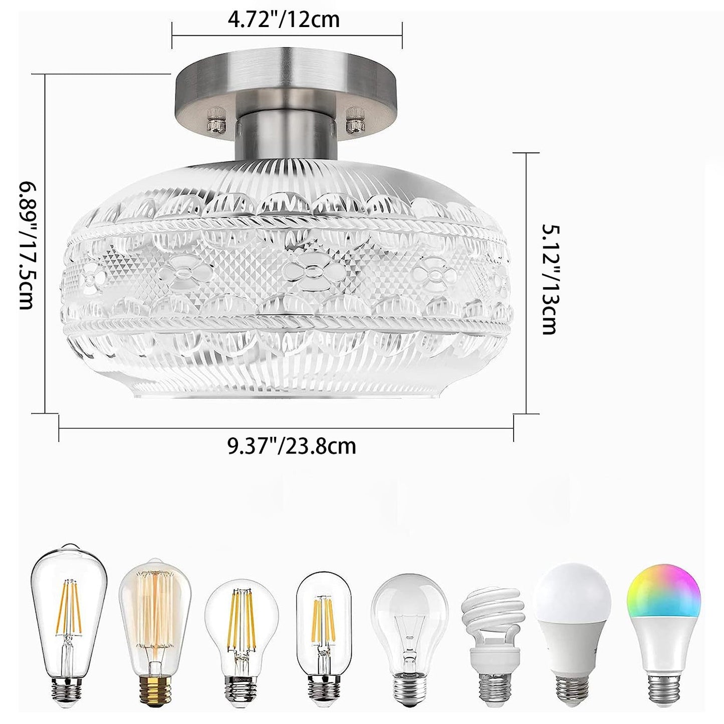 LustraTex Plafondlamp | Industrieel ontwerp van gestructureerd glas