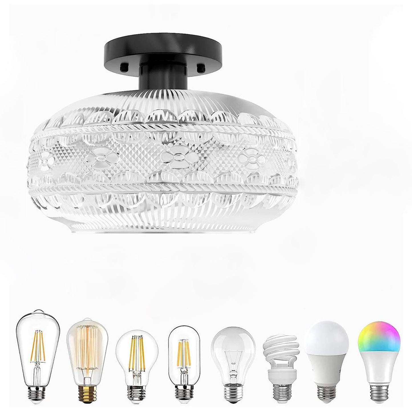 LustraTex Plafondlamp | Industrieel ontwerp van gestructureerd glas