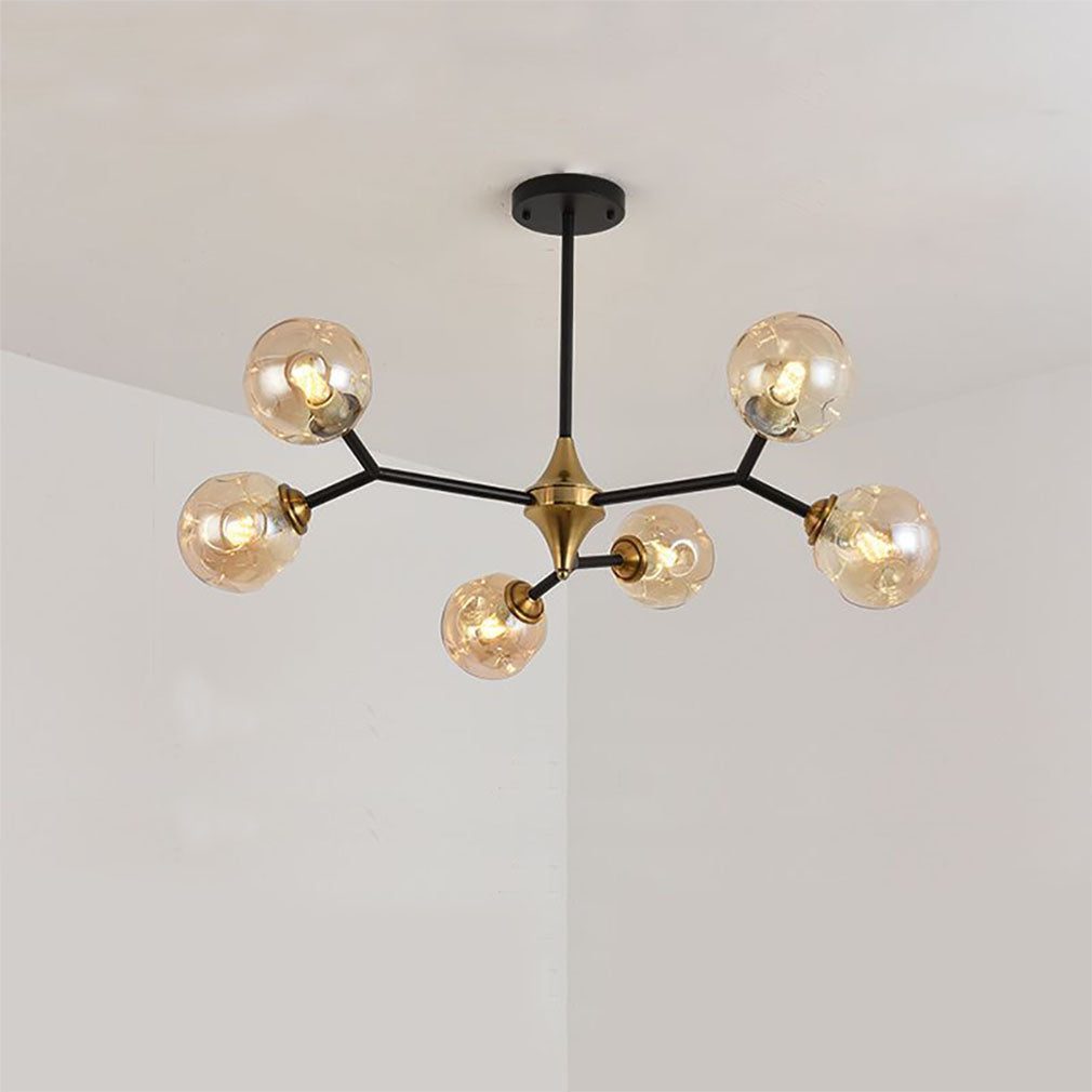 Valentina Art Deco Glazen Bubbel Kroonluchter, Amber