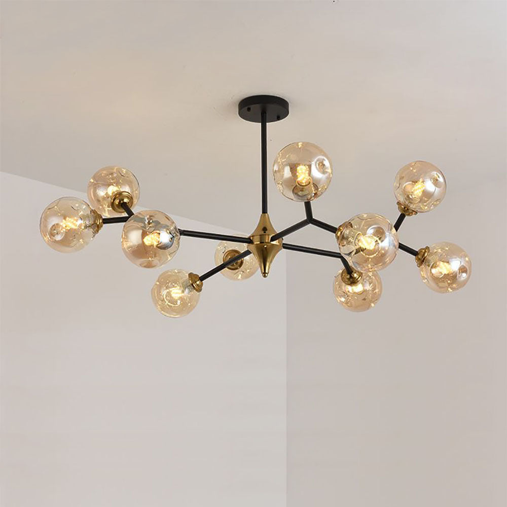 Valentina Art Deco Glazen Bubbel Kroonluchter, Amber