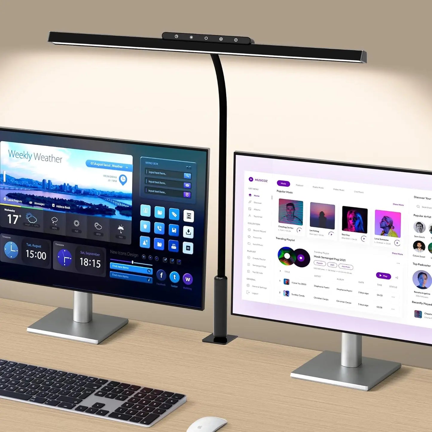 Lumavue LED Bureau Lamp met Klem | Extra Brede Verlichting | Traploos Dimbaar & Instelbare Kleurtemperatuur | Voor Thuiswerkplek & Schermwerkplek