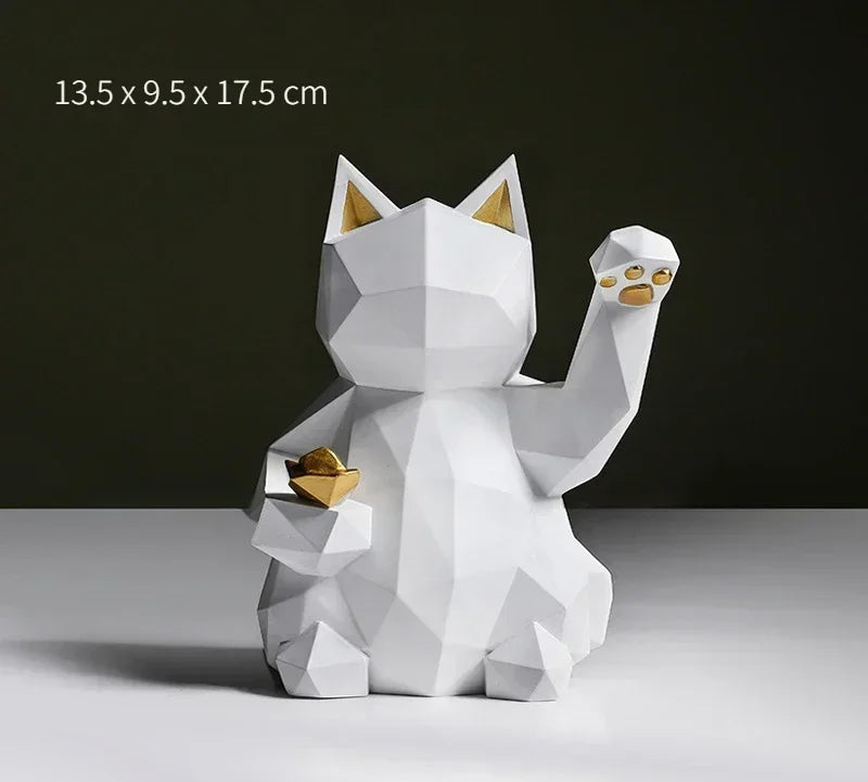 Noordse Minimalisme Geometrie Gelukskat Statuen