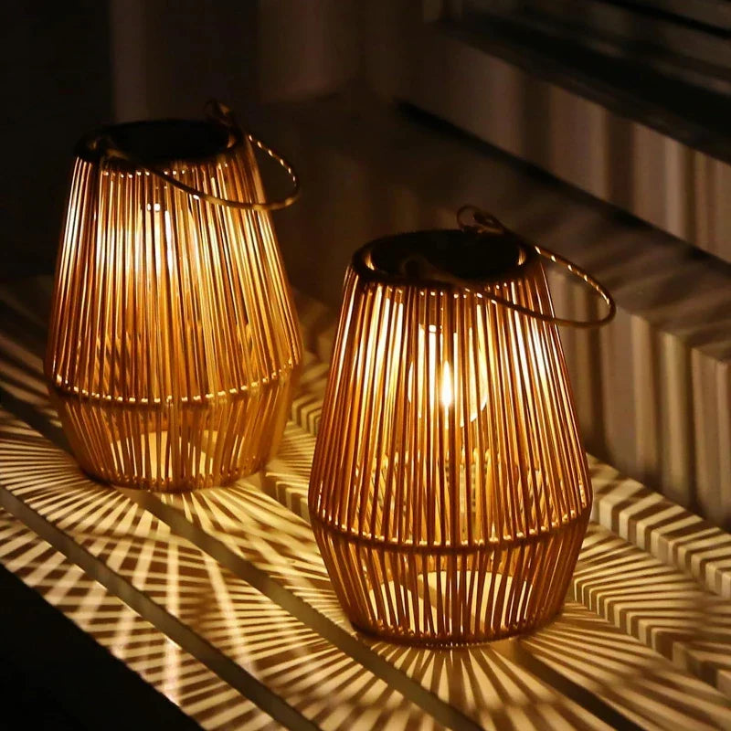 Solar Buiten Handgeweven Tuinlampen | Waterdichte Landschapsverlichting voor Villa & Terrasdecoratie - Alpho