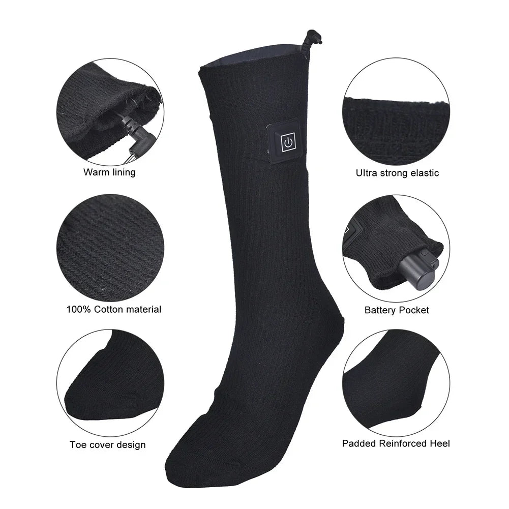 Elektrische Verwarmde Sokken | USB Verwarmde Sokken voor Vrouwen & Mannen | 3 Warmte-niveaus | Ideaal voor Skiën, Fietsen & Buitenactiviteiten | ThermaStep