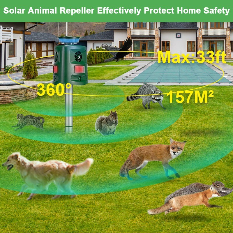Zonne-energie Ultrasoon Dierenafschrikker