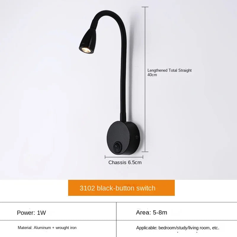 Veelzijdige LED-Wandlamp: Modern, Flexibel, Perfect om in Bed te Lezen