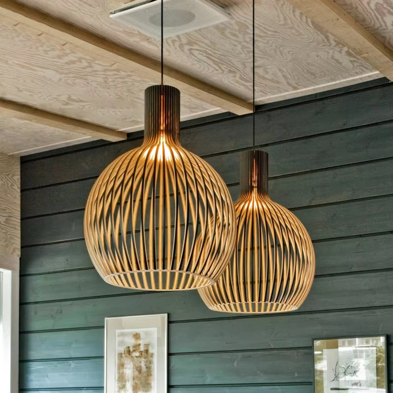 Natura Orb Hanglamp – Organisch Houten Ontwerp voor Gezellige Interieurs