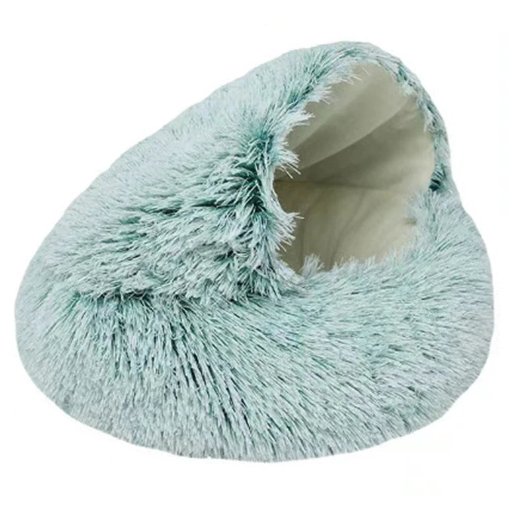 PurrLux Pluizig Kattenbed met Capuchon | Warm en zacht pluche kattennest voor ultieme ontspanning en comfort voor kleine en middelgrote huisdieren