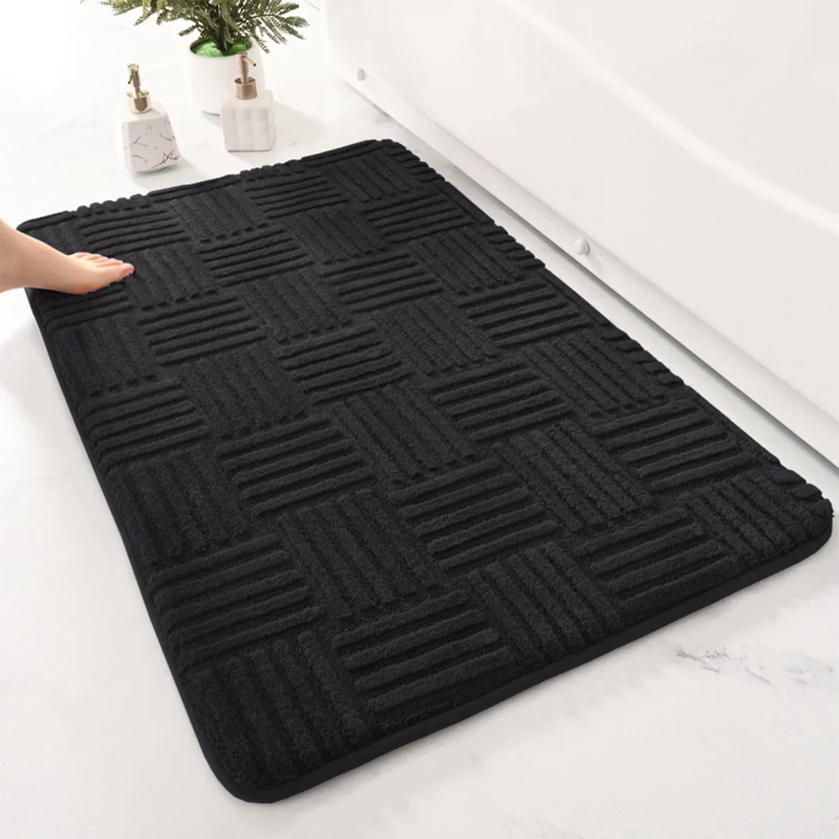 Arcadia - Dikke Gestreepte Antislip Badmat met Zacht en Absorberend Vermogen