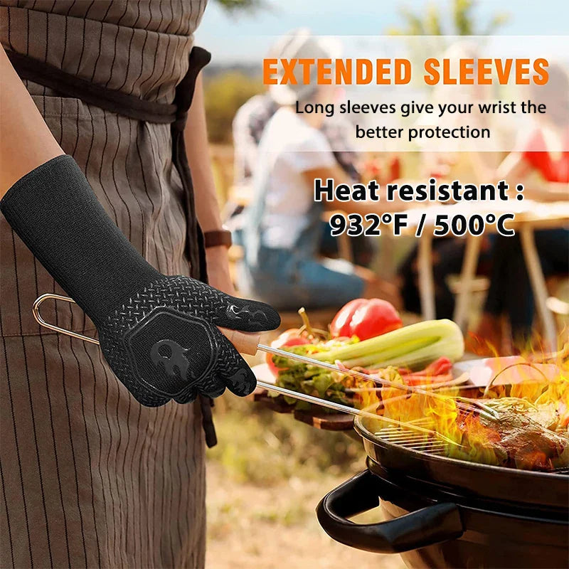 ThermaGrip Hittebestendige Grillhandschoen | Silikon & Katoen | Antislip & vlamvertragend tot 800 °C | Voor Grill, Oven & BBQ | 1 stuk