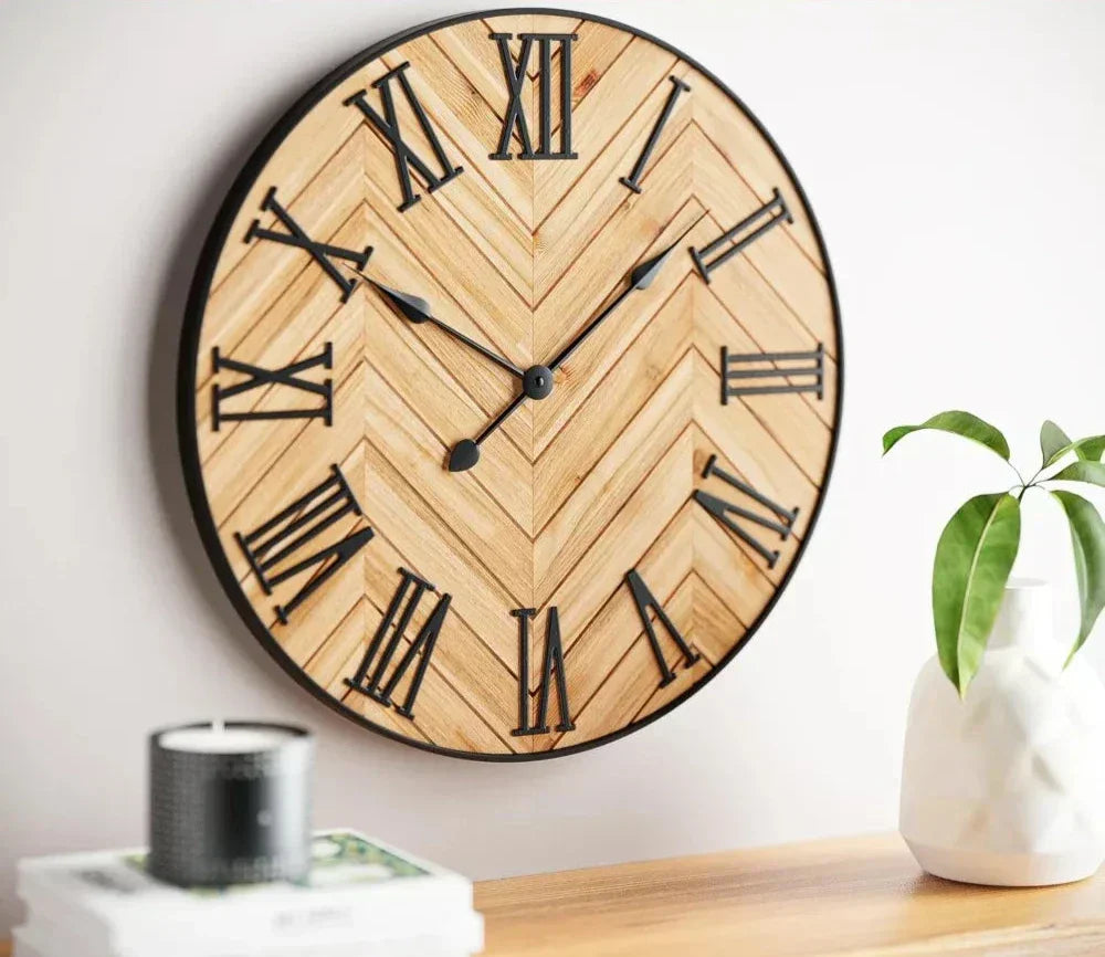 Traditionele Wandklok met Romeinse Cijfers | Klassiek Rustiek Ontwerp