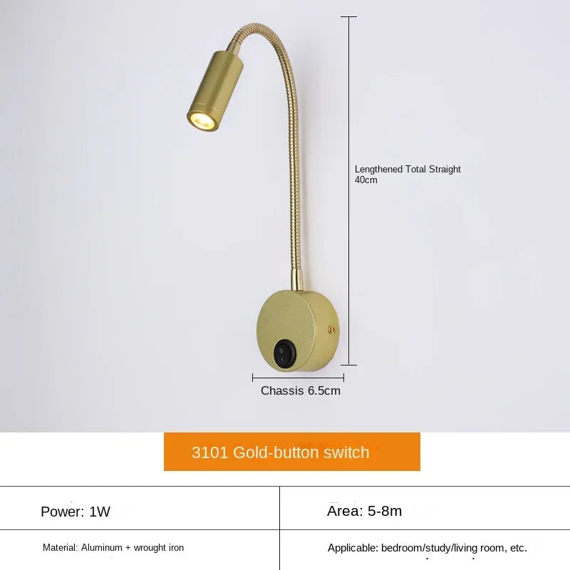 Veelzijdige LED-Wandlamp: Modern, Flexibel, Perfect om in Bed te Lezen