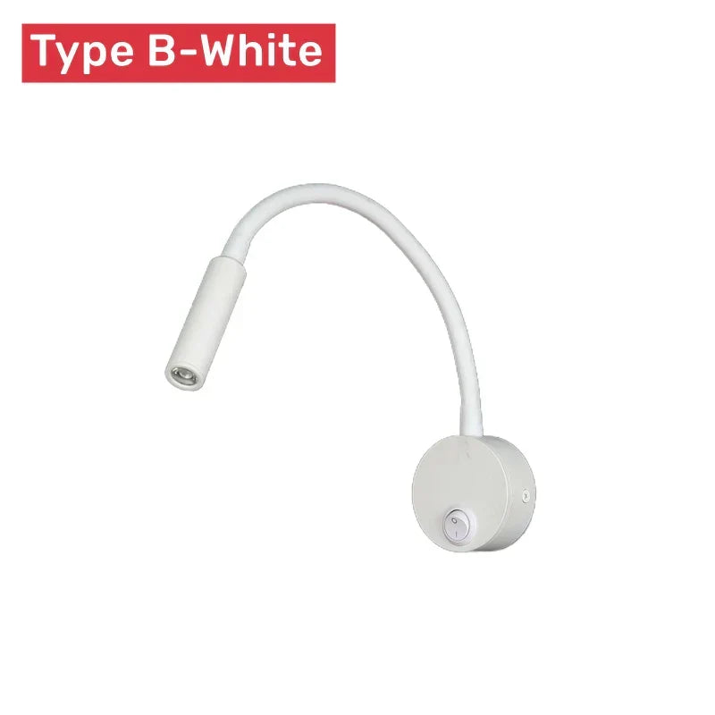 Moderne Flexibele LED-Leeswandlamp met Schakelaar voor Slaapkamer en Studie - 1W/3W