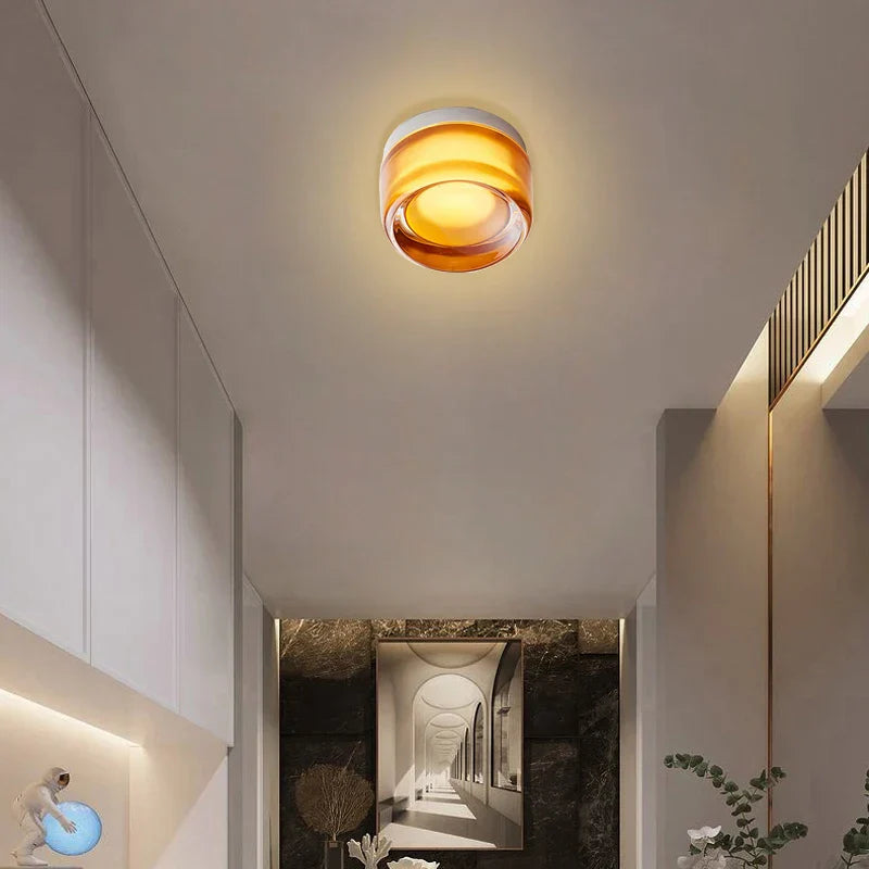 minimalistische LED plafondlamp van glas in Scandinavische stijl voor binnen