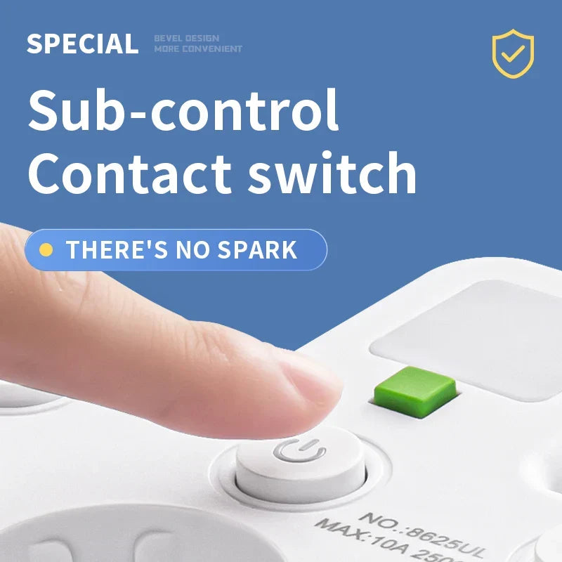 Brehn | Meervoudige stekkerdoos VOLTRIQ ProLine | 3–4 aansluitingen + 2× USB & 1× Type-C | 2500 W | Overspanningsbeveiliging & controle schakelaar