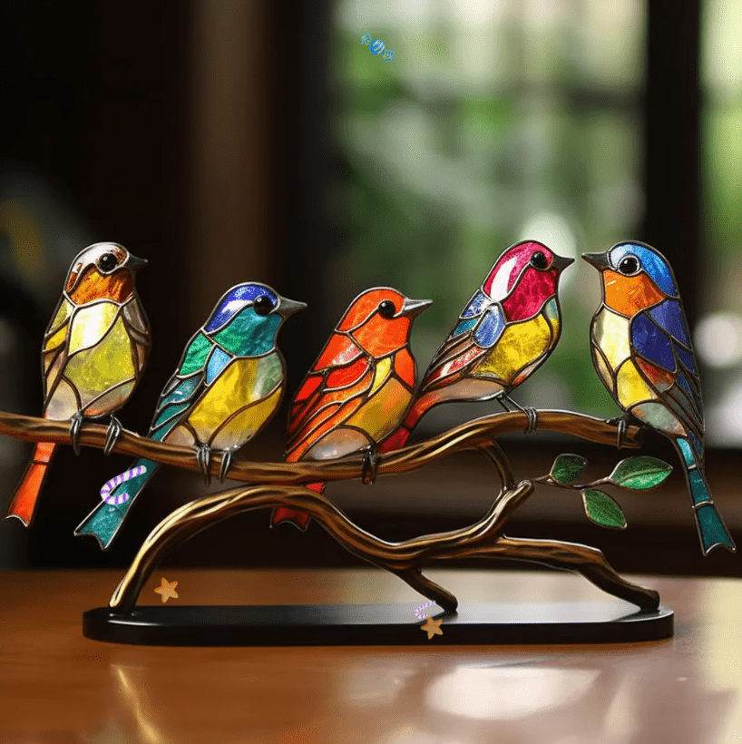 VivaBirds | Ervaar hoe deze glas-in-lood-look vogels je ruimte vullen met levendige kleuren