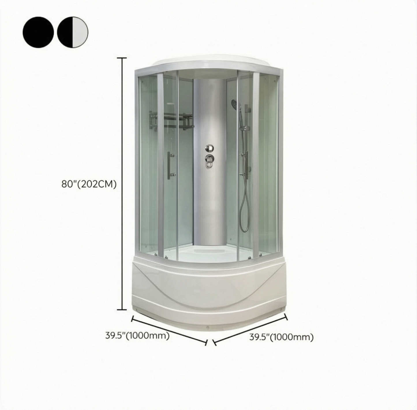 Ronde Bad & Douche Kit Dubbele Glijdende Geharde Glazen Bad & Douche Kit