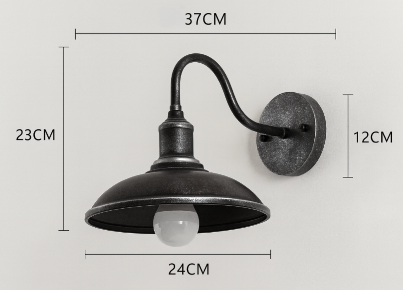 Vintage Industriële IJzeren Kom Buitenwandlamp LED 1-Licht