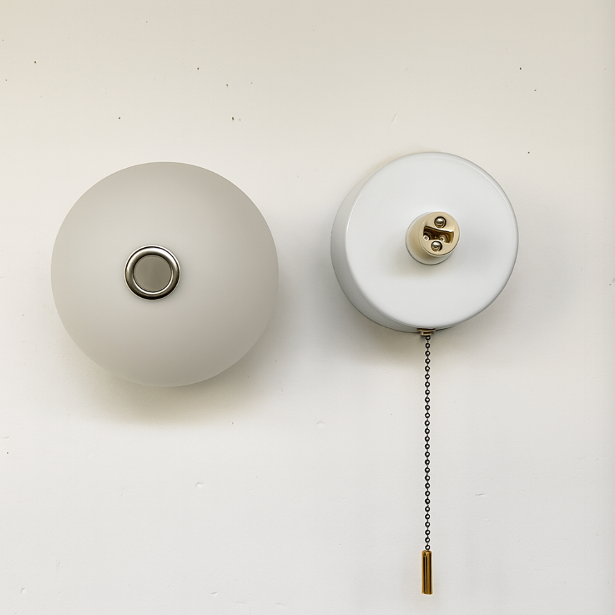 Noordse Minimalistische Glazen Bol Wandlamp LED 1-Licht met Trekkoord