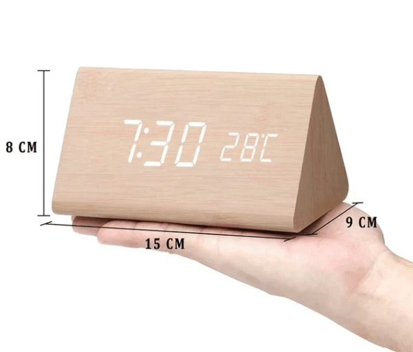 WOODSENSE – LED-houten klok met spraakbediening voor stijlvolle tijdsaanduiding