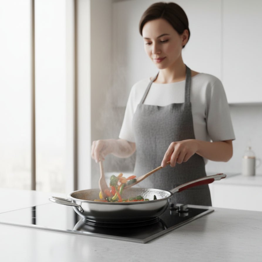 CUISTRON – Premium Titan-Wok met ronde bodem voor inductiekookplaten en moeiteloos roerbakken