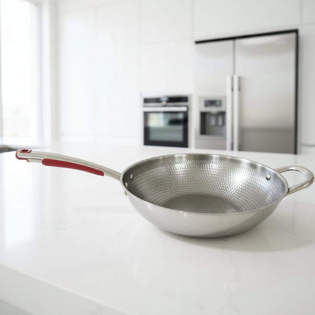 CUISTRON – Premium Titan-Wok met ronde bodem voor inductiekookplaten en moeiteloos roerbakken